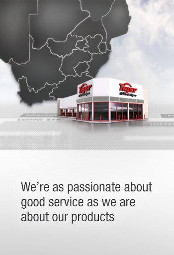 about Tiger Wheel and Tyre : a Tiger Wheel & Tyre store with a map of southern African countries